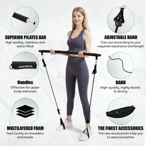 Pilates Bar Kit with Resistance Bands - Image 4